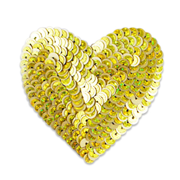 Heart Starlight Sequin Applique/Patch - SM887FSM Gold Multi Sequin & Beaded Appliques