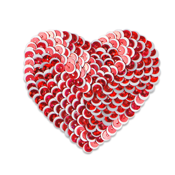 Heart Starlight Sequin Applique/Patch - SM887FSM Red Multi Sequin & Beaded Appliques