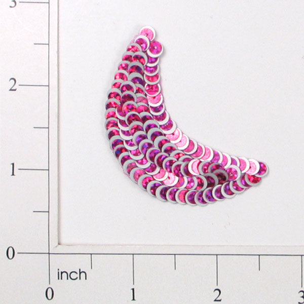 Half Moon Starlight Sequin Applique/Patch Fuchsia Sequin & Beaded Appliques