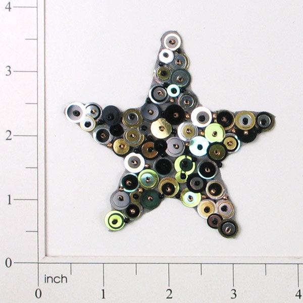 3 1/4" x 3 1/4" Star Bead and Sequin Applique/Patch Black Gold Sequin & Beaded Appliques
