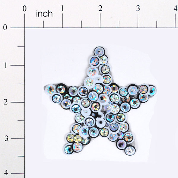 3 1/4" x 3 1/4" Star Bead and Sequin Applique/Patch Black Silver Sequin & Beaded Appliques