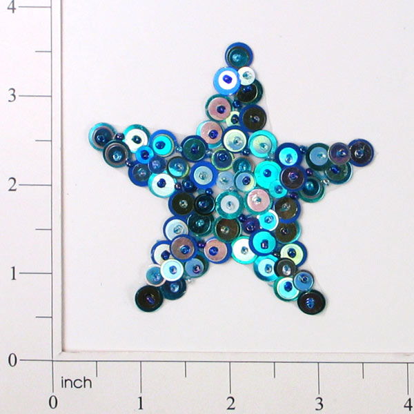 3 1/4" x 3 1/4" Star Bead and Sequin Applique/Patch Blue Multi Sequin & Beaded Appliques
