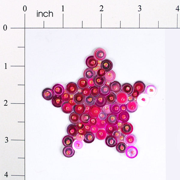 3 1/4" x 3 1/4" Star Bead and Sequin Applique/Patch Fuchsia Sequin & Beaded Appliques