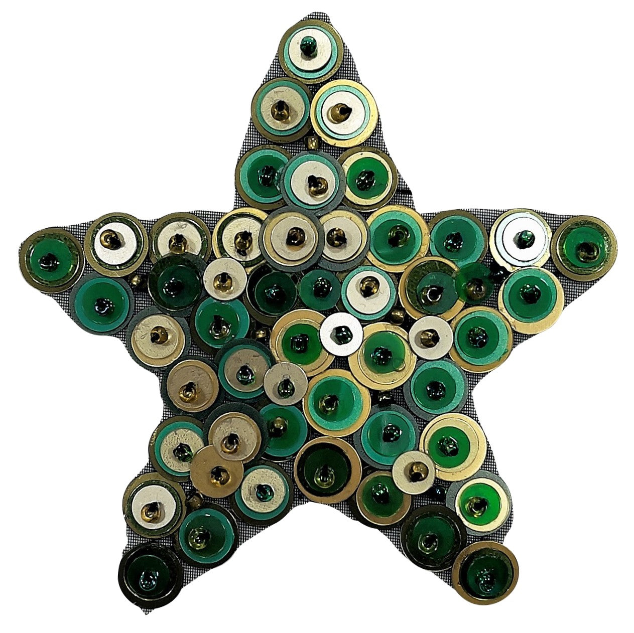 3 1/4" x 3 1/4" Star Bead and Sequin Applique/Patch Green Multi Sequin & Beaded Appliques