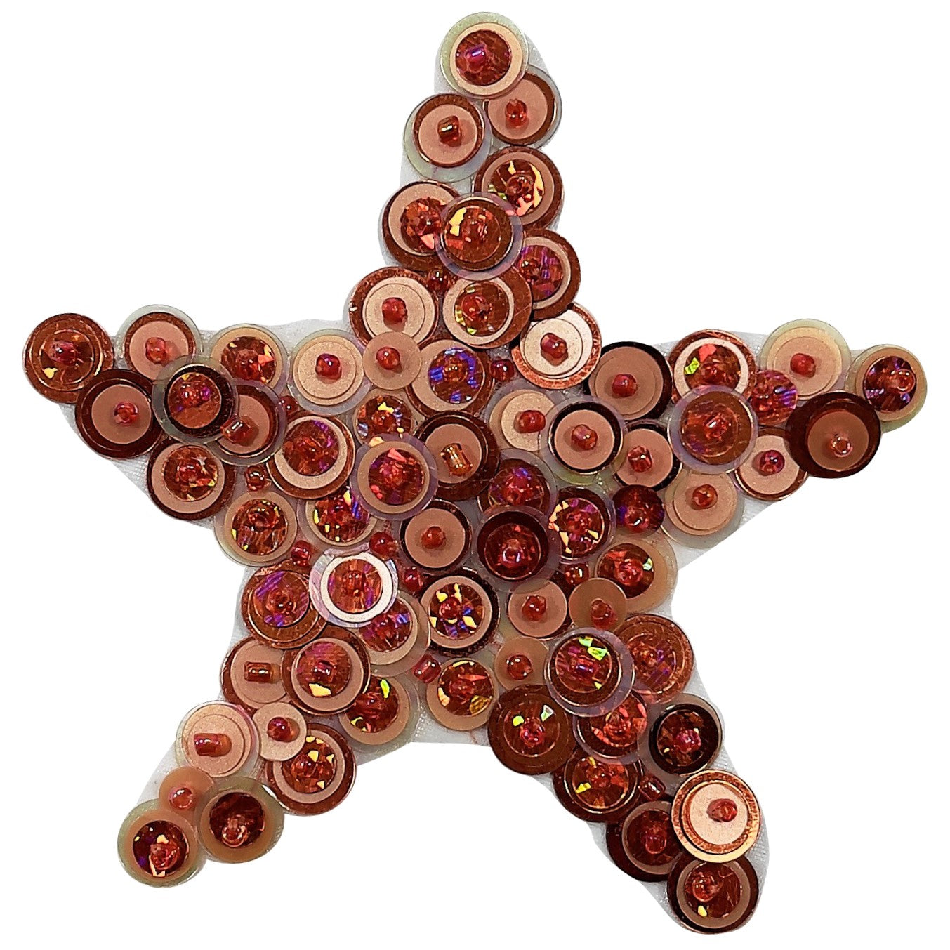 3 1/4" x 3 1/4" Star Bead and Sequin Applique/Patch Orange Sequin & Beaded Appliques