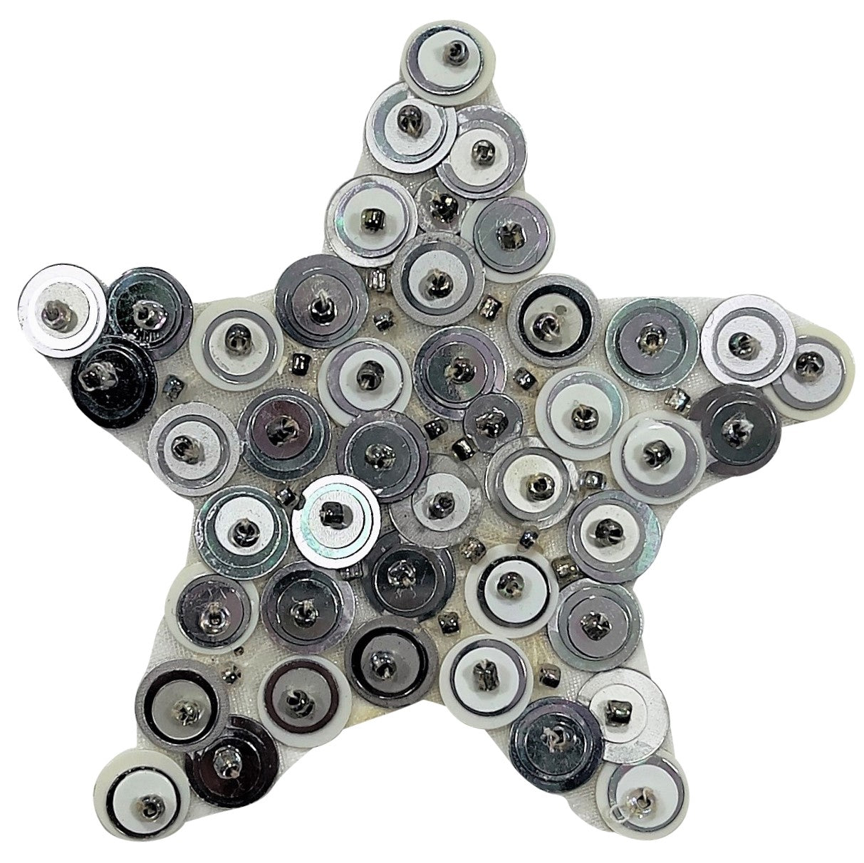 3 1/4" x 3 1/4" Star Bead and Sequin Applique/Patch Silver Sequin & Beaded Appliques