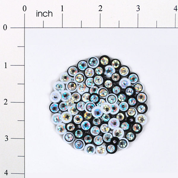 2 3/4" x 2 3/4" Circle Bead and Sequin Applique/Patch Black Silver Sequin & Beaded Appliques