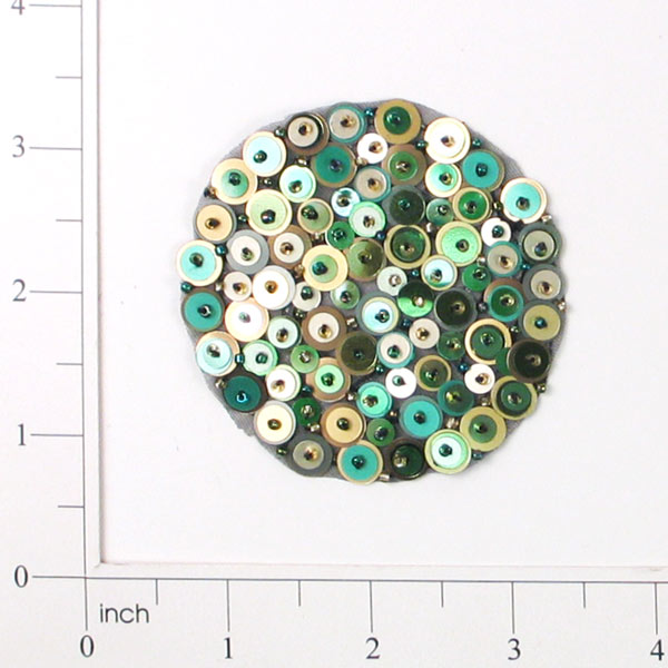 2 3/4" x 2 3/4" Circle Bead and Sequin Applique/Patch Green Multi Sequin & Beaded Appliques