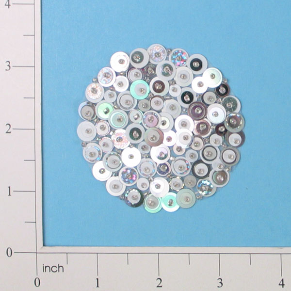 2 3/4" x 2 3/4" Circle Bead and Sequin Applique/Patch Silver Sequin & Beaded Appliques