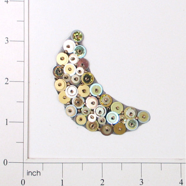 Beaded Sequin Half Moon Applique/Patch 3" x 1 1/4" Gold Sequin & Beaded Appliques