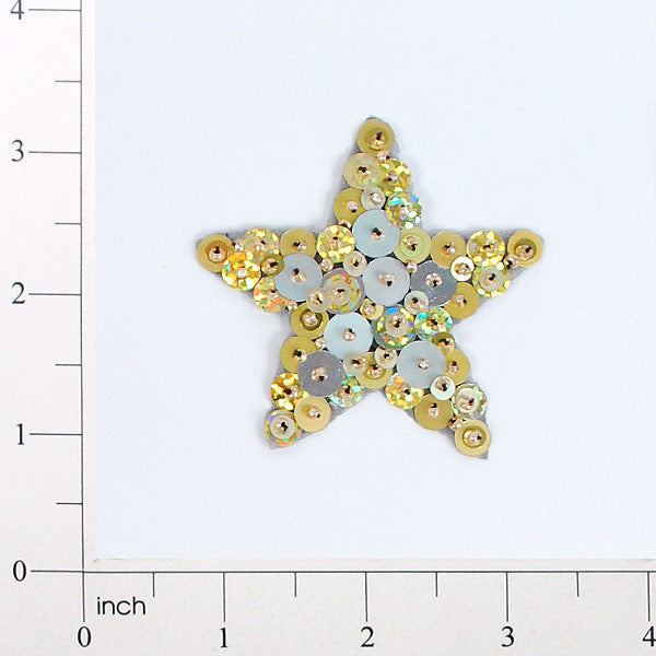 2 1/4" x 2 1/4" Star Bead and Sequin Applique/Patch Gold Sequin & Beaded Appliques