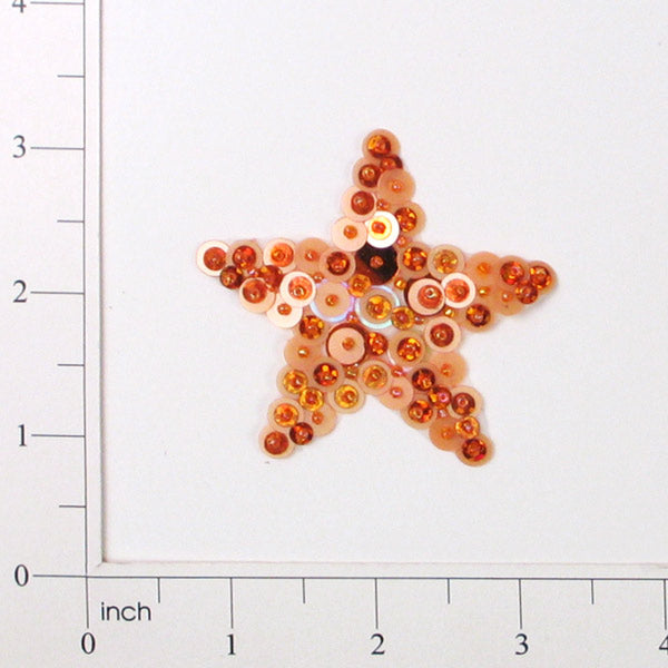 2 1/4" x 2 1/4" Star Bead and Sequin Applique/Patch Orange Sequin & Beaded Appliques