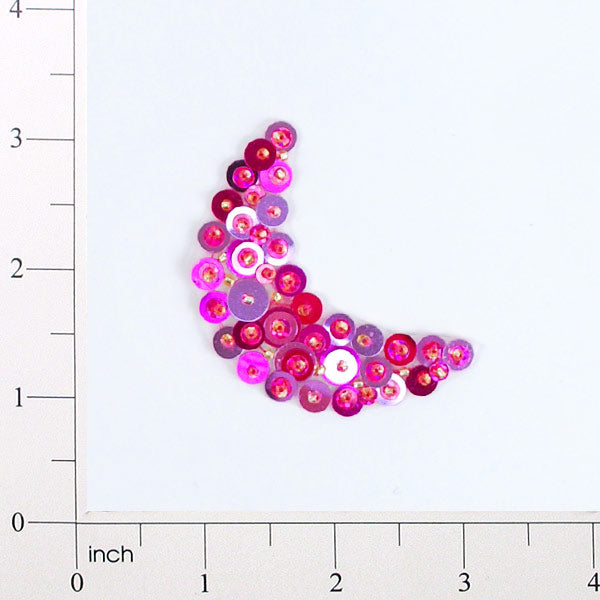 2 1/2" x 7/8" Half Moon Bead and Sequin Applique/Patch Fuchsia Multi Sequin & Beaded Appliques