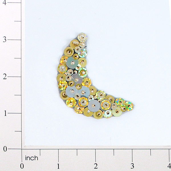 2 1/2" x 7/8" Half Moon Bead and Sequin Applique/Patch Gold Sequin & Beaded Appliques