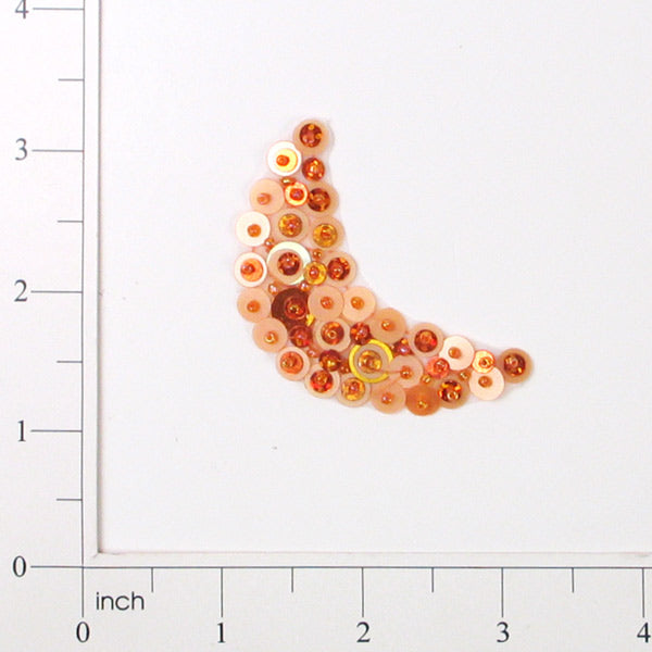 2 1/2" x 7/8" Half Moon Bead and Sequin Applique/Patch Orange Sequin & Beaded Appliques
