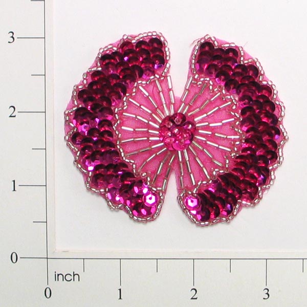Filigree Sequin Applique/Patch Fuchsia Sequin & Beaded Appliques