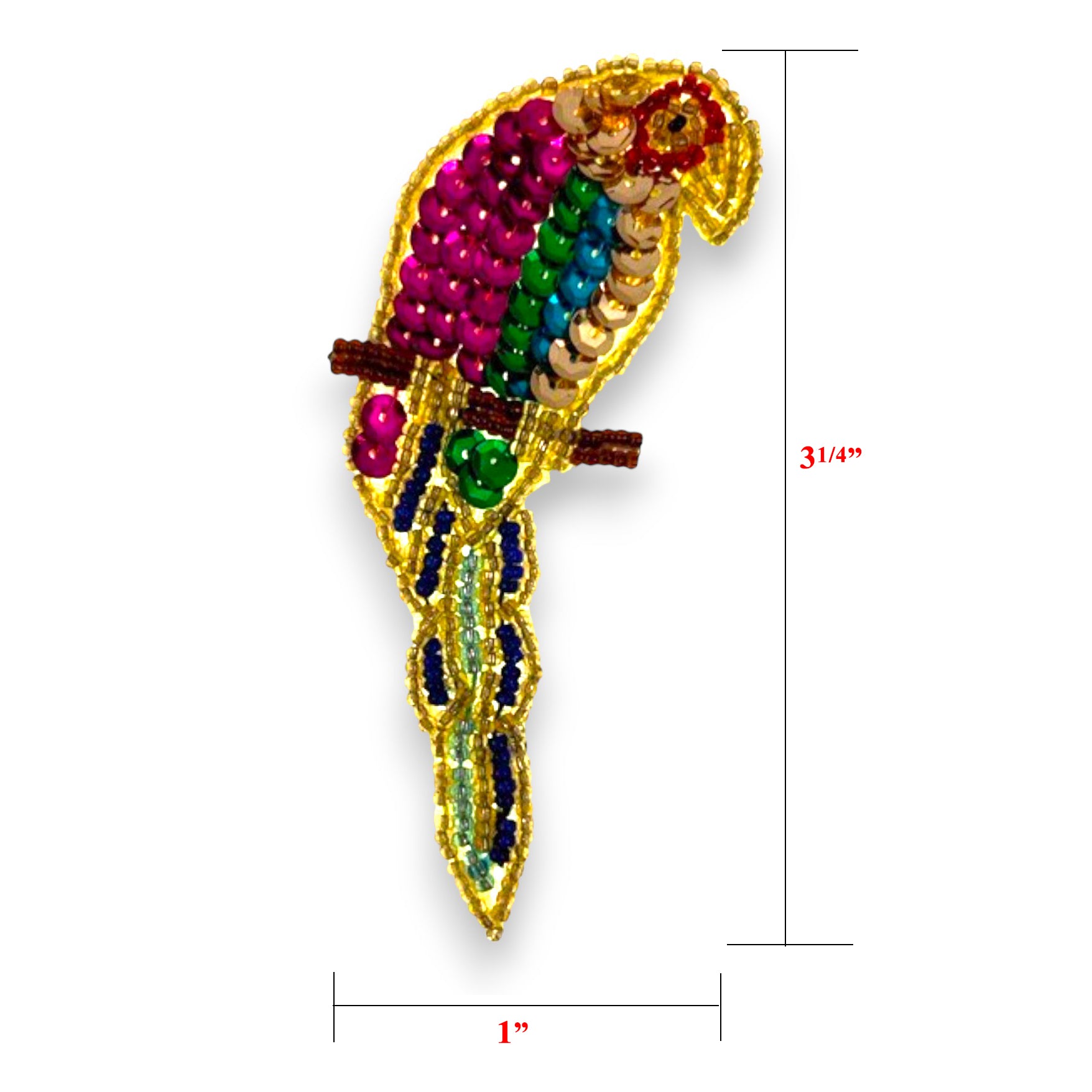 Parrot Sequin Applique/Patch - Multi Colors Sequin & Beaded Appliques