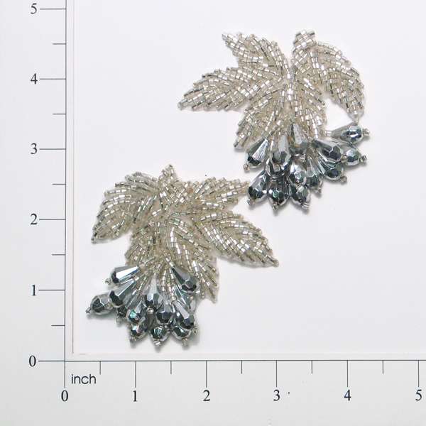 Celebration Beaded Applique Pack of 2 Silver Sequin & Beaded Appliques
