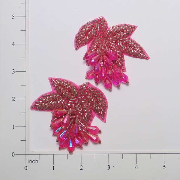Celebration Beaded Applique Pack of 2 Fuchsia Sequin & Beaded Appliques