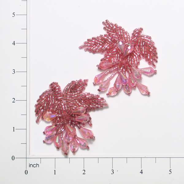 Celebration Beaded Applique Pack of 2 Mauve Sequin & Beaded Appliques