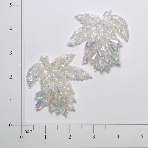 Celebration Beaded Applique Pack of 2 Crystal Aurora Borealis Sequin & Beaded Appliques