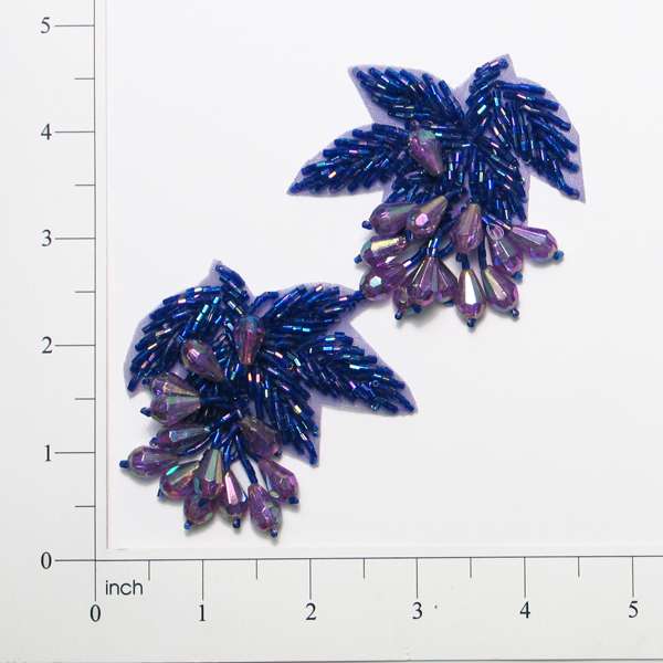 Celebration Beaded Applique Pack of 2 Purple Sequin & Beaded Appliques