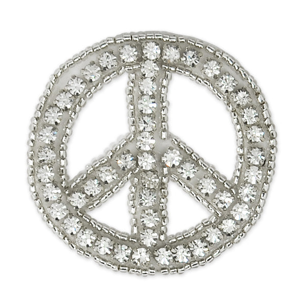Peace Rhinestone Applique/Patch 2" x 2" - Crystal Appliques