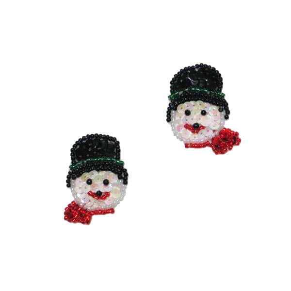 Christmas Snowman Sequin Applique/Patch Pack of 2 - Multi Colors Appliques