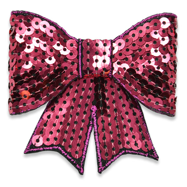 Bow Dimensional Iron-on Sequin Applique/Patch Fuchsia Fashion & Floral Iron-on Appliques