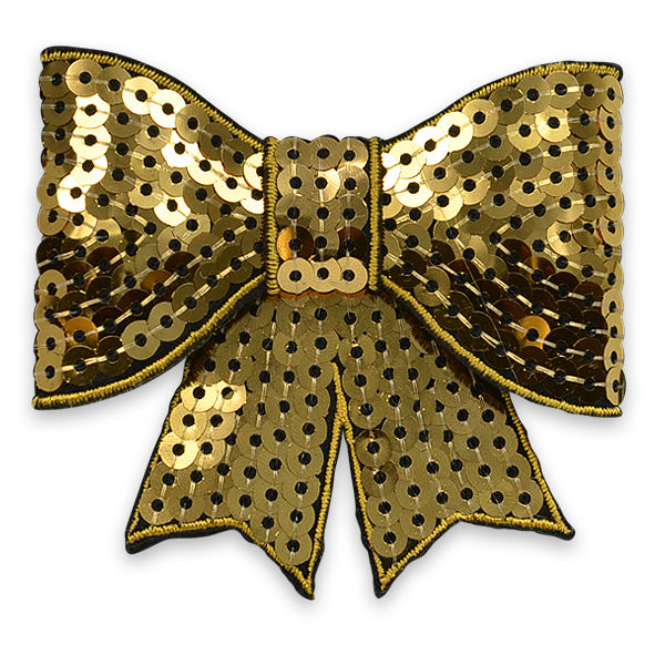 Bow Dimensional Iron-on Sequin Applique/Patch Gold Fashion & Floral Iron-on Appliques