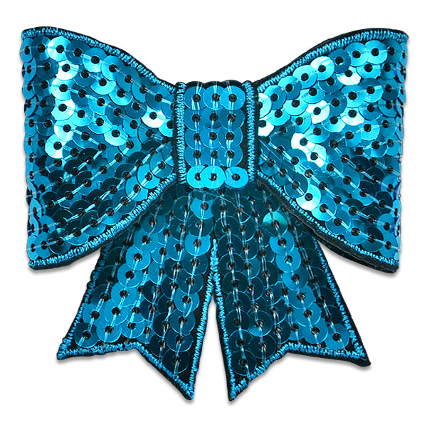 Bow Dimensional Iron-on Sequin Applique/Patch Turquoise Fashion & Floral Iron-on Appliques