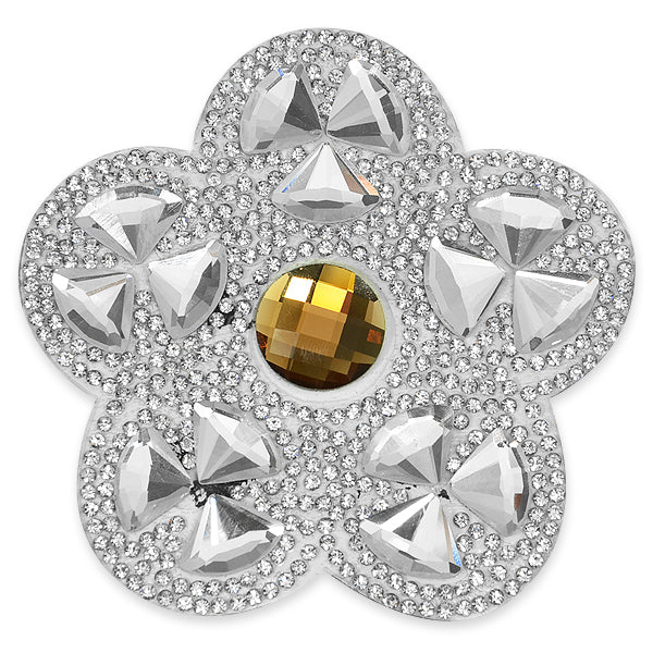 Large Flower Iron-on Rhinestone Applique/Patch - Crystal Appliques