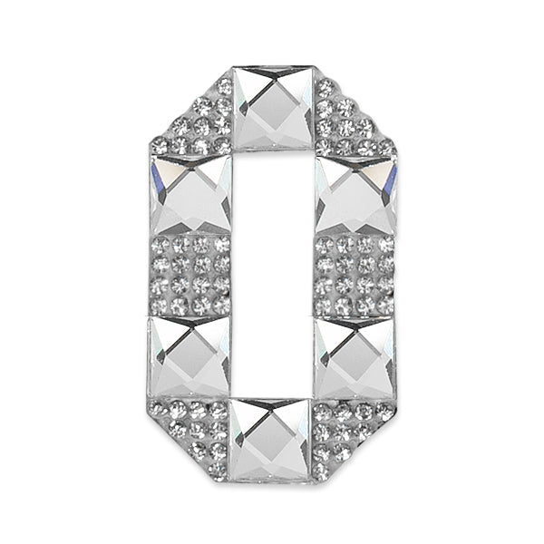 Pack of 2 Number 0 Iron On Rhinestone Applique/Patch - Crystal Appliques