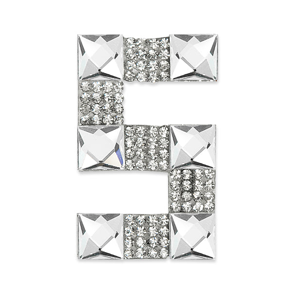 Number 5 Iron On Rhinestone Applique/Patch - Crystal Appliques