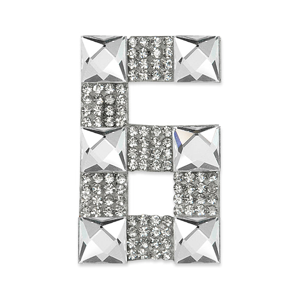 Number 6 Iron On Rhinestone Applique/Patch - Crystal Appliques