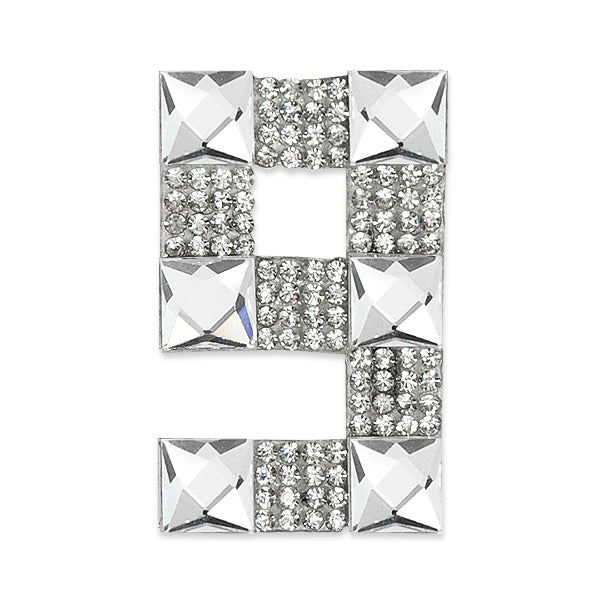 Number 9 Iron On Rhinestone Applique/Patch - Crystal Appliques
