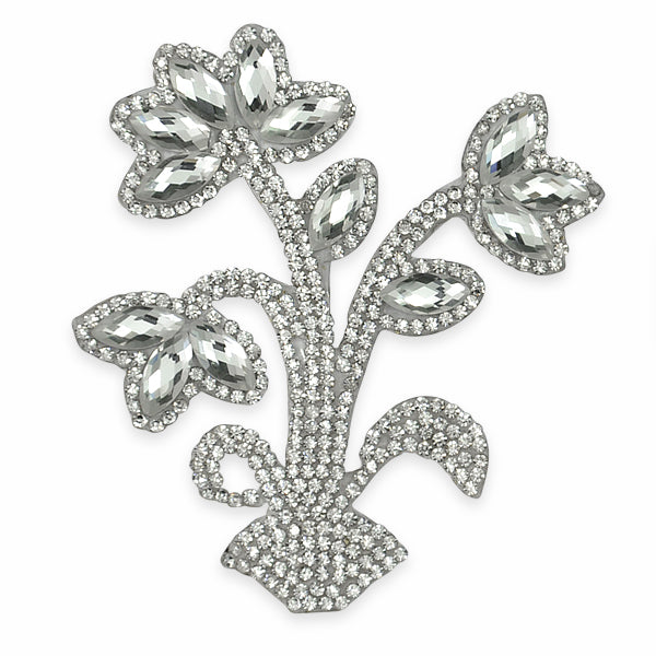 Rhinestone Applique/Patch Crystal Flowering Plant Iron on Patch Appliques