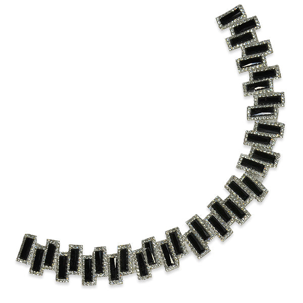 Sarah Medium Collar Iron-on Rhinestone Applique/Patch Black Appliques