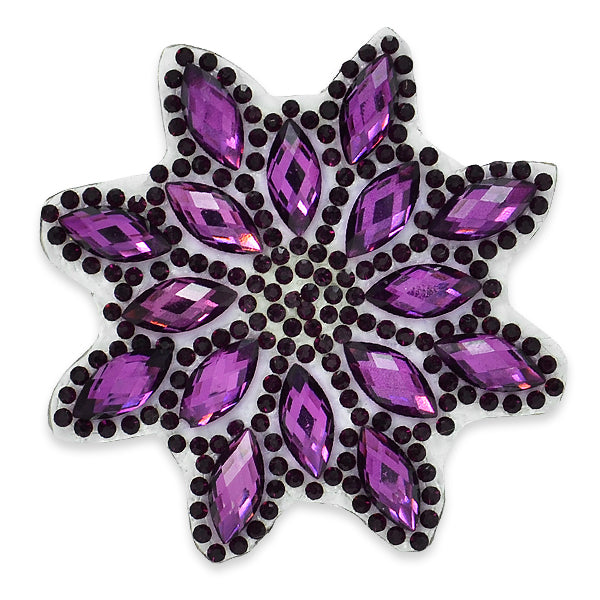 Mirna Jewel colored snowflake iron- on Applique/Patch Purple Rhinestone & Gem Appliques