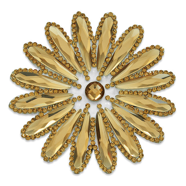Crystal Flower Rhinestone Iron On Applique/Patch Bronze Appliques