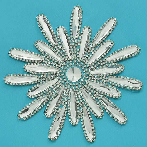 Big Crystal Flower Iron On Applique/Patch Appliques