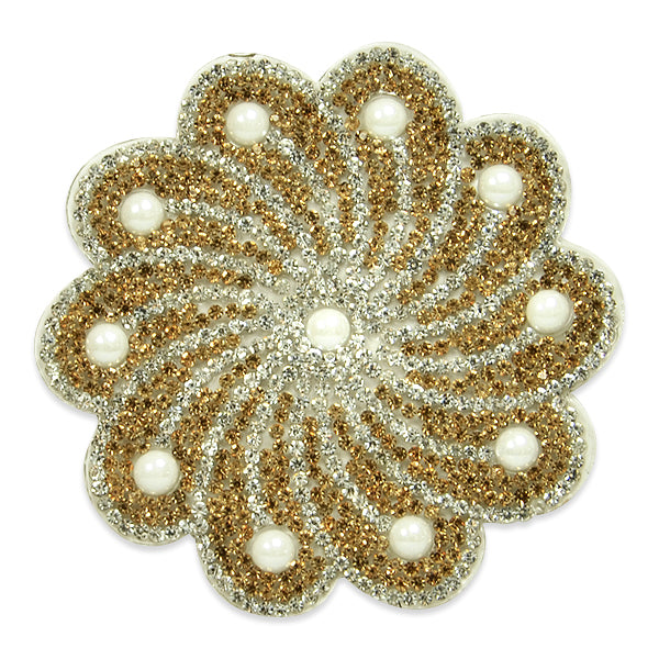 Glenda Iron-on Glass Pearl Motif Applique/Patch Iron-on Embroidered Appliques