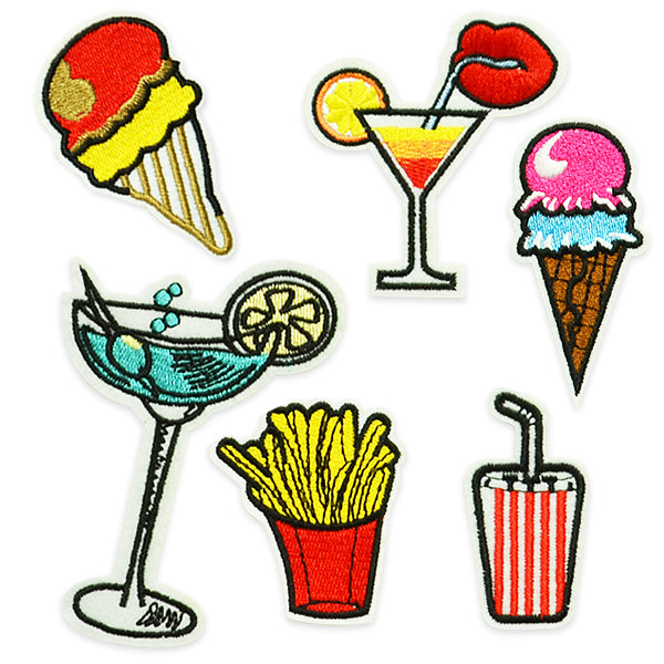 6 PC Happy Time Iron-On Embroidered Applique/Patch Patch Collection - Multi Colors Appliques