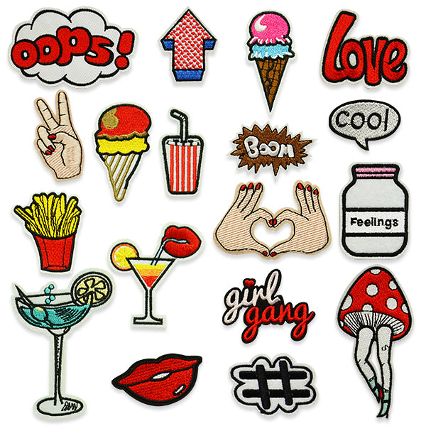 19 PC The Big Milly Iron-On Embroidered Applique/Patch Patch Collection - Multi Colors Appliques
