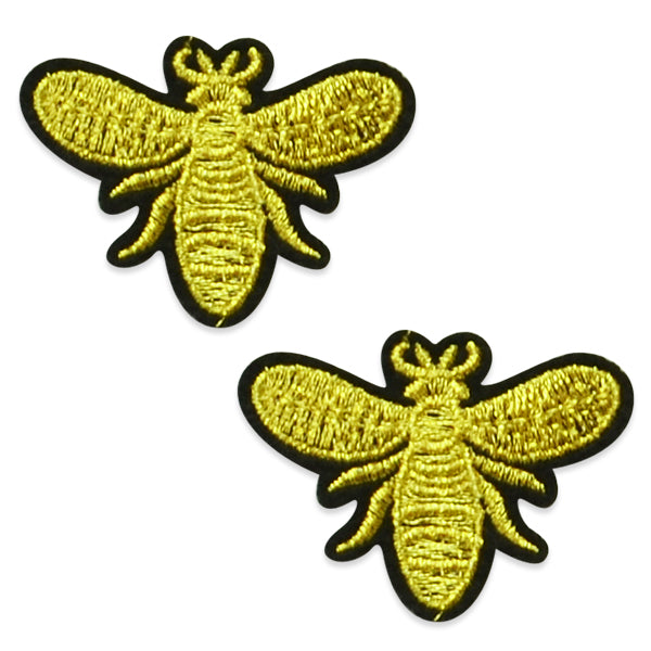 Bre Bee Iron On Embroidered Applique/Patch Patches Pk/2 - Gold Multi Appliques