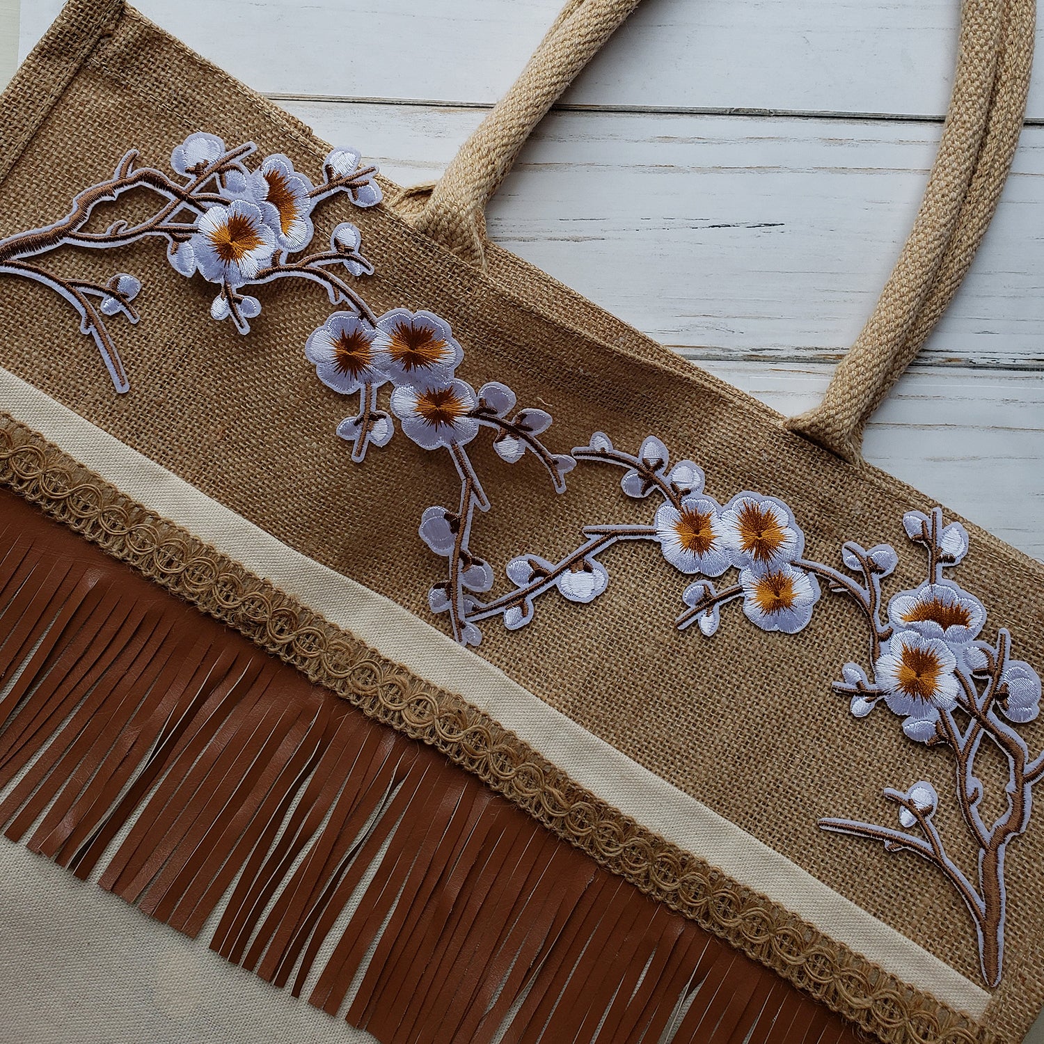 Pretty Plum Blossom Pair Iron On Embroidered Applique/Patch Patch Flower Appliques