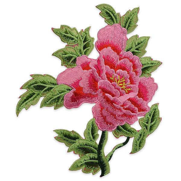 Kay Iron On Embroidered Large Flower Applique/Patch Patch Pink Appliques