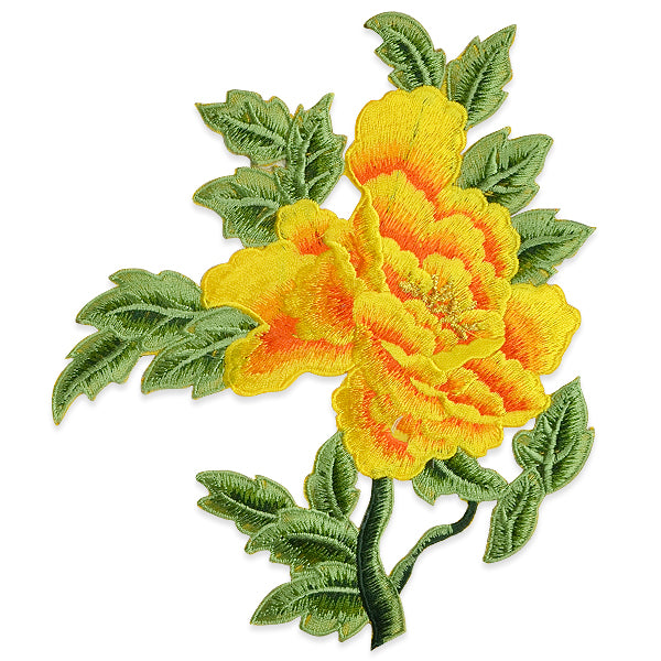 Kay Iron On Embroidered Large Flower Applique/Patch Patch Yellow Appliques