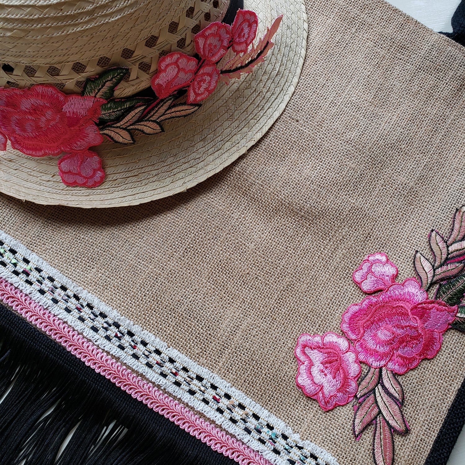 Draya Iron On Embroidered Large Flower Pair Applique/Patch Patch Appliques