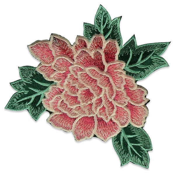 Chante Iron On Embroidered Flower Applique/Patch Patch Coral Appliques